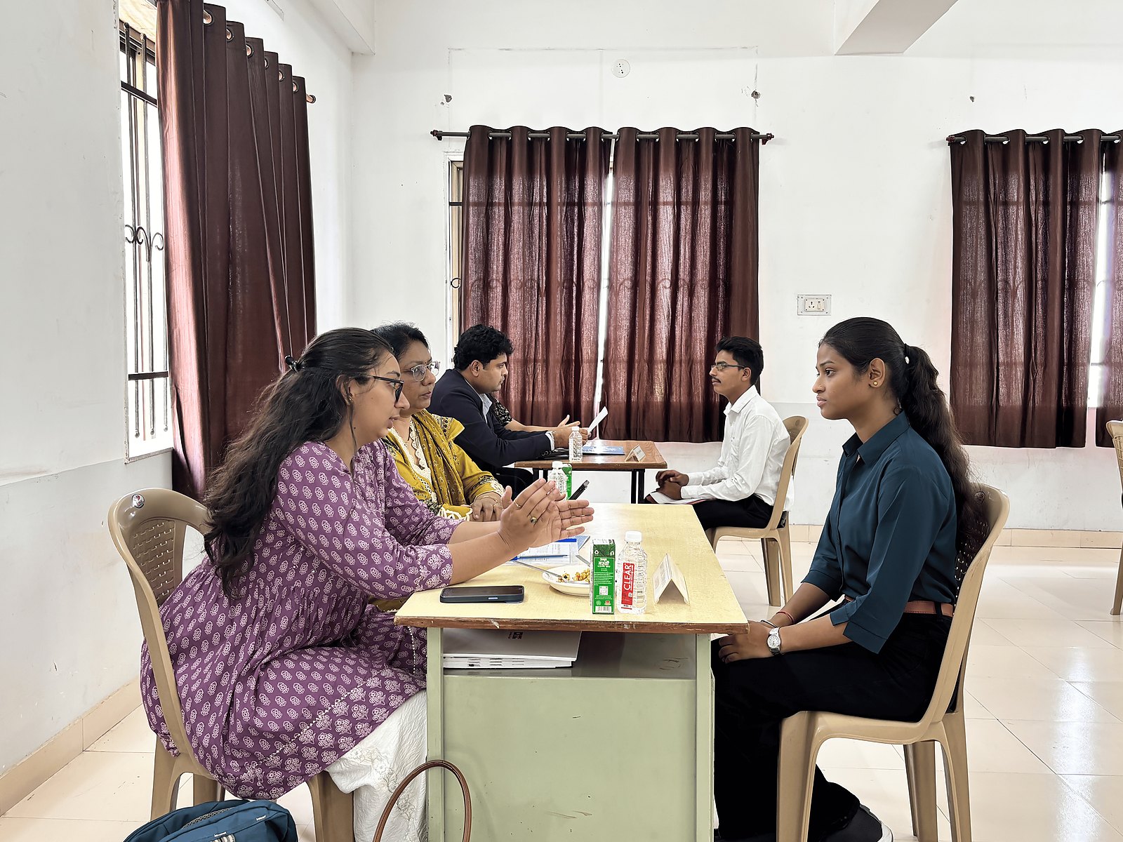 Students interacting with interview panel during the Internship Fair