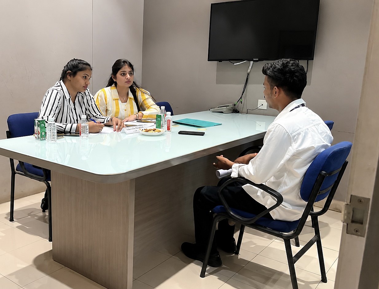 Student interview interaction during Priyadarshini Internship Fair